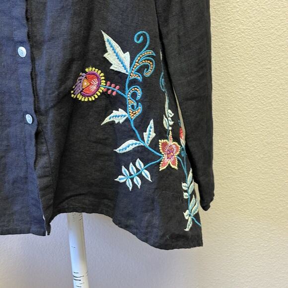 ANTHROPOLOGIE NWT Kyla Seo Small Linen Embroidered Lenni Tunic Blouse Boho - Picture 3 of 8